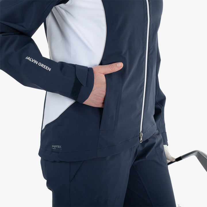 Amy is a Waterproof golf jacket for Women in the color Navy/White(4)