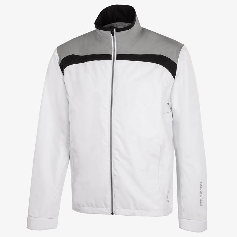 Anton is a Waterproof golf jacket for Men in the color White/Sharkskin(0)