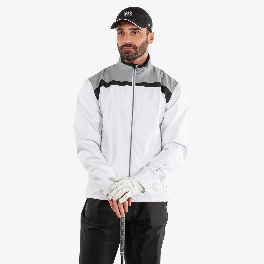 Anton Waterproof golf jacket White/Sharkskin – Galvin Green Anton Waterproof golf jacket White/Sharkskin – Galvin Green