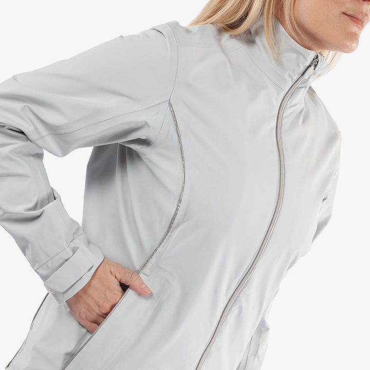 Anya is a Waterproof golf jacket for Women in the color Cool Grey(2)