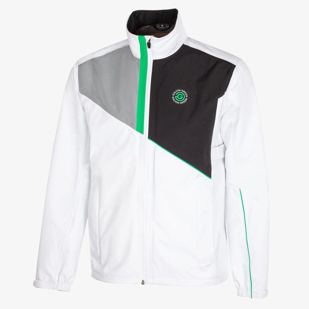 Apollo  is a Waterproof golf jacket for Men in the color White/Black/Green(0)