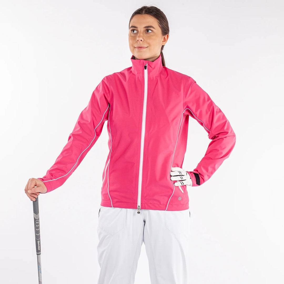 Arissa is a Waterproof golf jacket for Women in the color Amazing Pink(1)