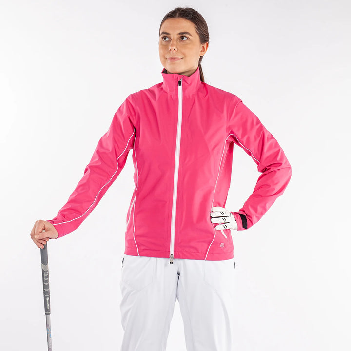 Arissa is a Waterproof golf jacket for Women in the color Amazing Pink(1)