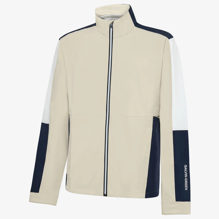 Arlo is a Waterproof Golf Jacket for Men in the color Sand/Navy/white(0)