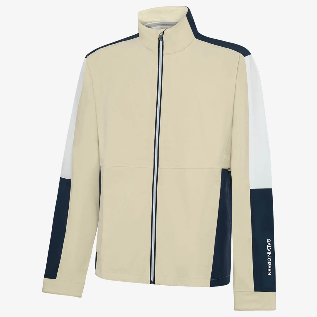 Arlo is a Waterproof Golf Jacket for Men in the color Sand/Navy/white(0)