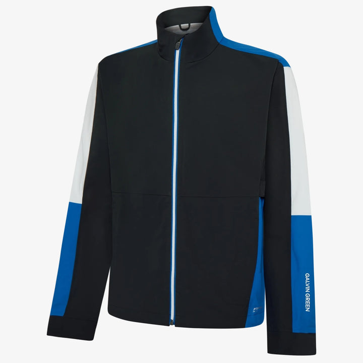 Arlo is a Waterproof Golf Jacket for Men in the color Black/Royal Blue(0)