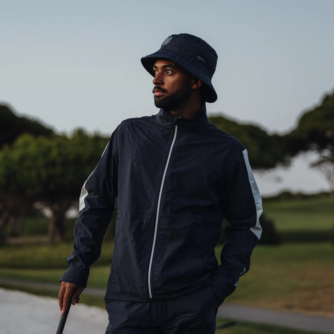 Arlo is a Waterproof Golf Jacket for Men in the color Navy/White(8)