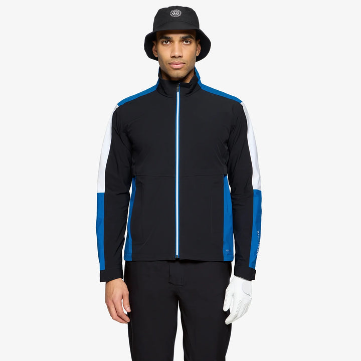Arlo is a Waterproof Golf Jacket for Men in the color Black/Royal Blue(1)