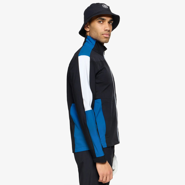 Arlo is a Waterproof Golf Jacket for Men in the color Black/Royal Blue(3)