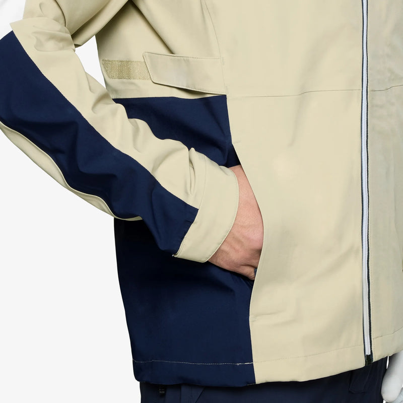 Arlo is a Waterproof Golf Jacket for Men in the color Sand/Navy/white(4)