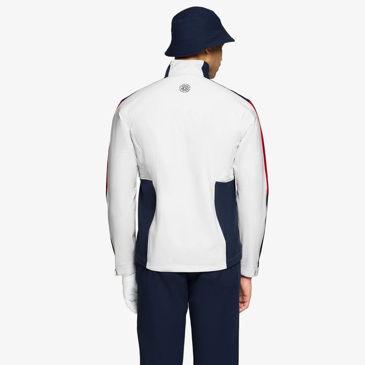 Arlo is a Waterproof Golf Jacket for Men in the color White/Red(5)