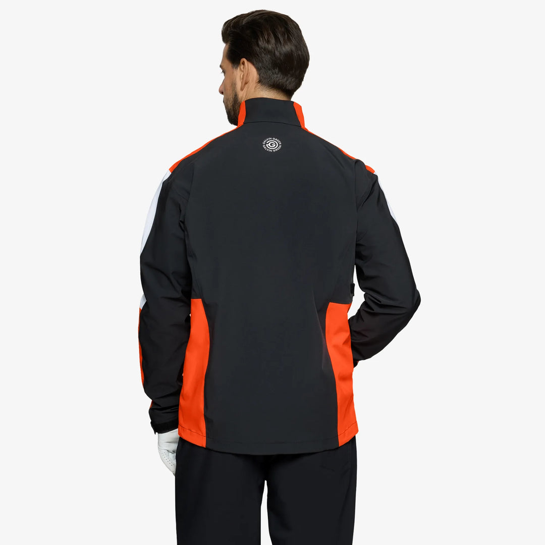 Arlo is a Waterproof Golf Jacket for Men in the color Black/Orange(5)