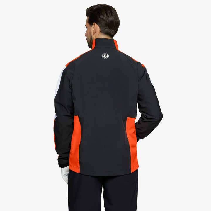 Arlo is a Waterproof Golf Jacket for Men in the color Black/Orange(5)