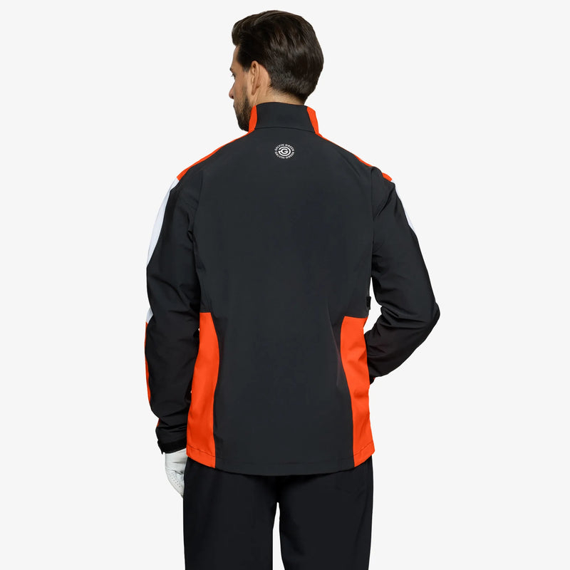 Arlo is a Waterproof Golf Jacket for Men in the color Black/Orange(5)
