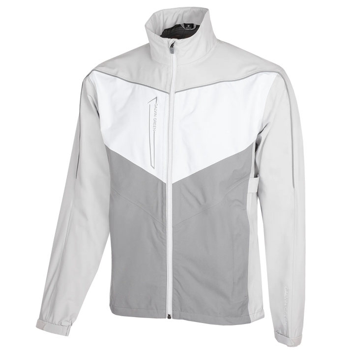 Armstrong is a Waterproof golf jacket for Men in the color Cool Grey/Sharkskin/White(0)