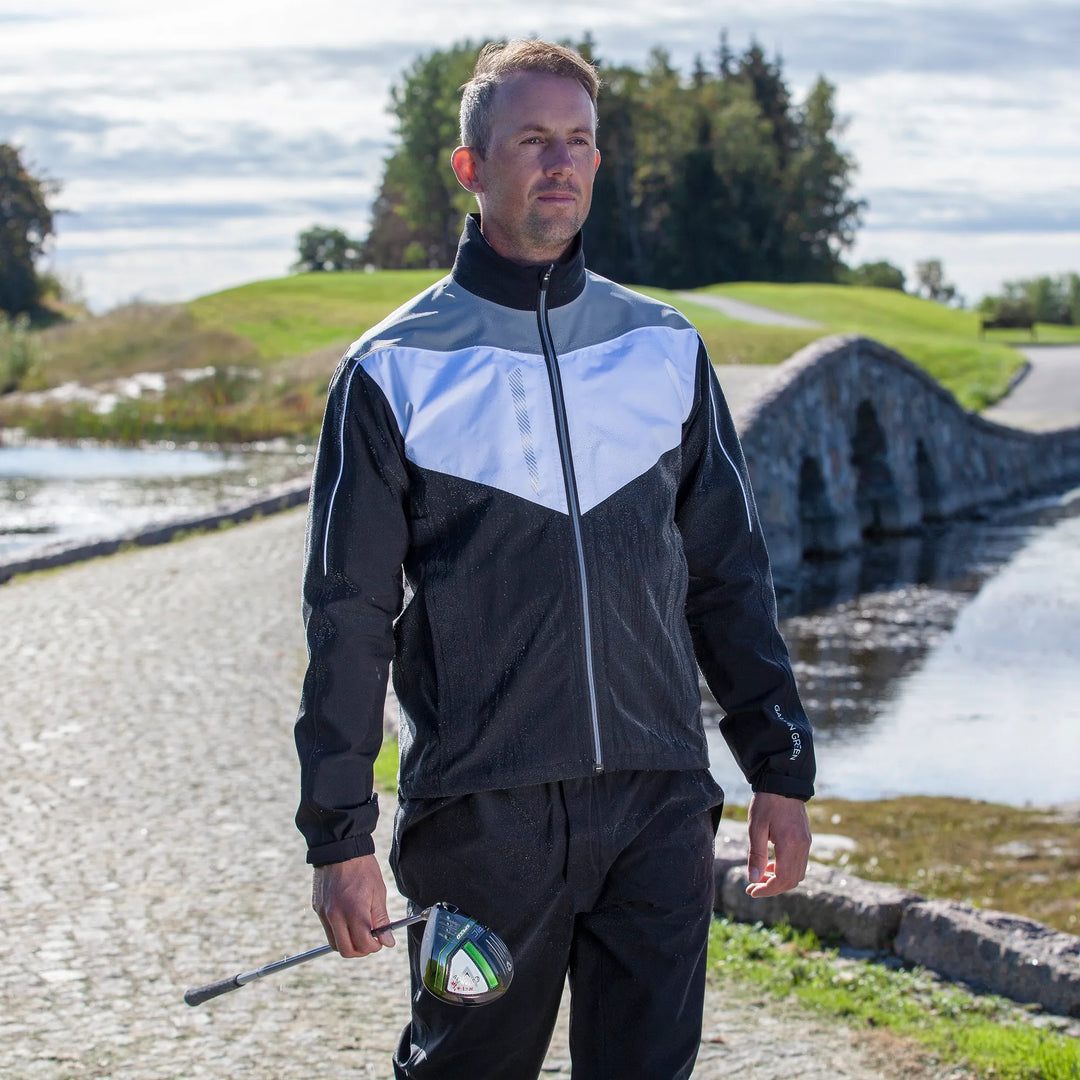 Armstrong Waterproof golf jacket Black base – Galvin Green