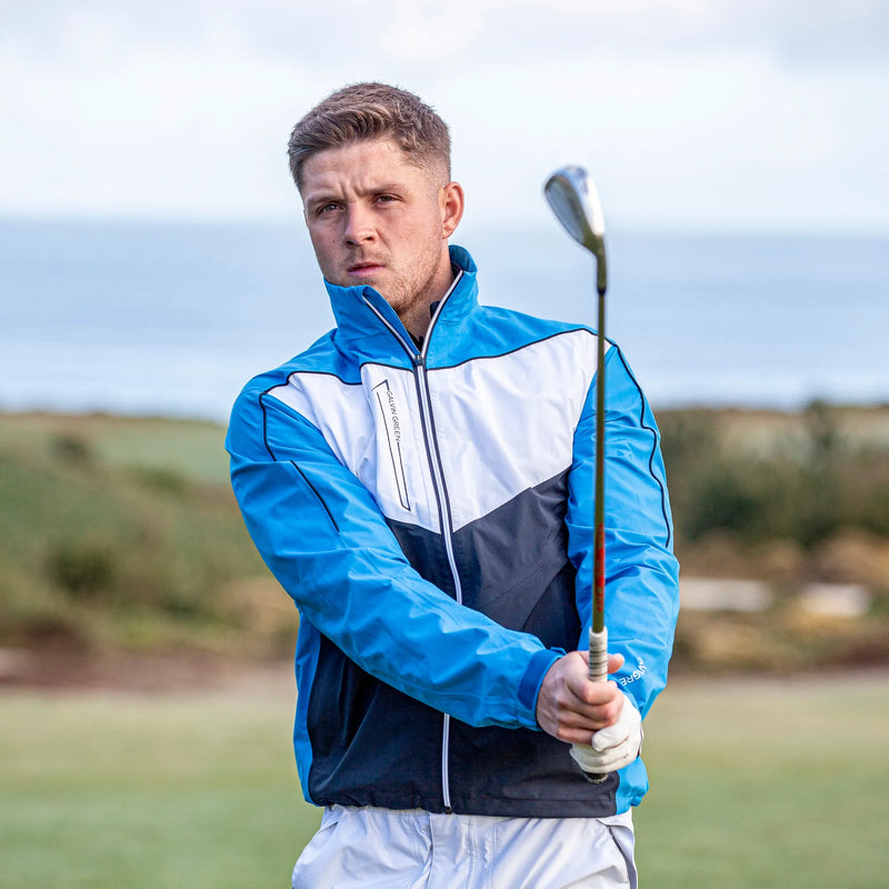 Armstrong is a Waterproof golf jacket for Men in the color Blue/Navy/White(11)