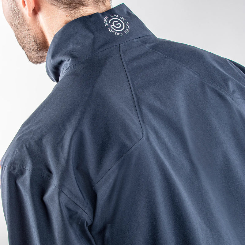 Armstrong is a Waterproof golf jacket for Men in the color Navy/White/Orange (8)