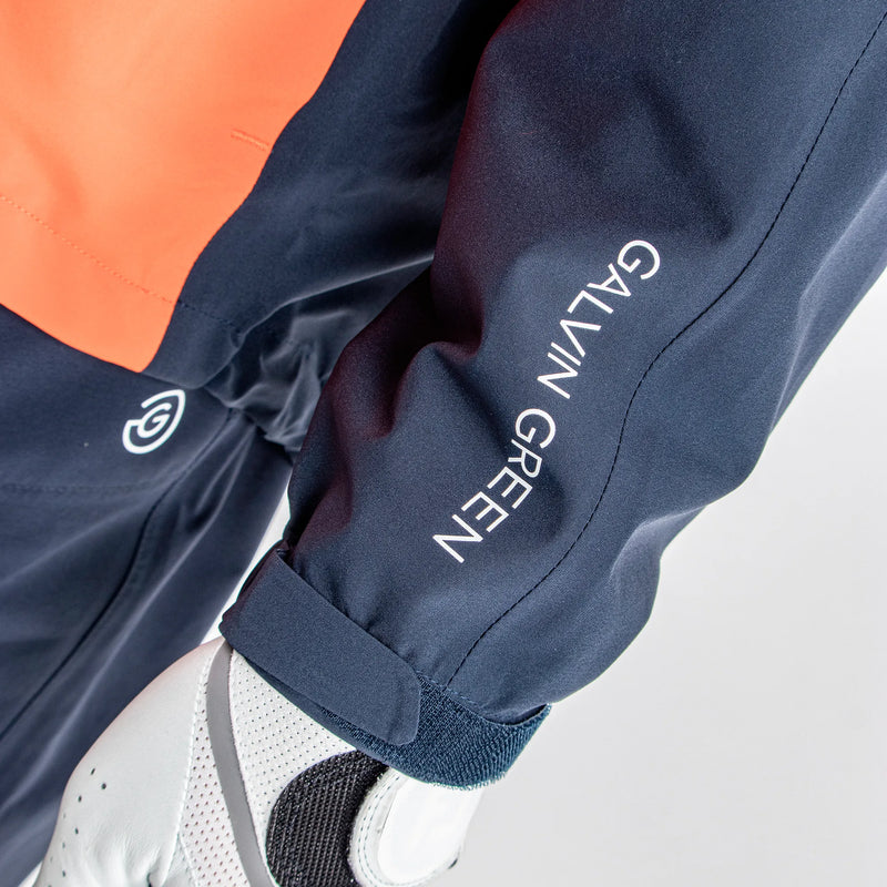 Armstrong is a Waterproof golf jacket for Men in the color Navy/White/Orange (6)