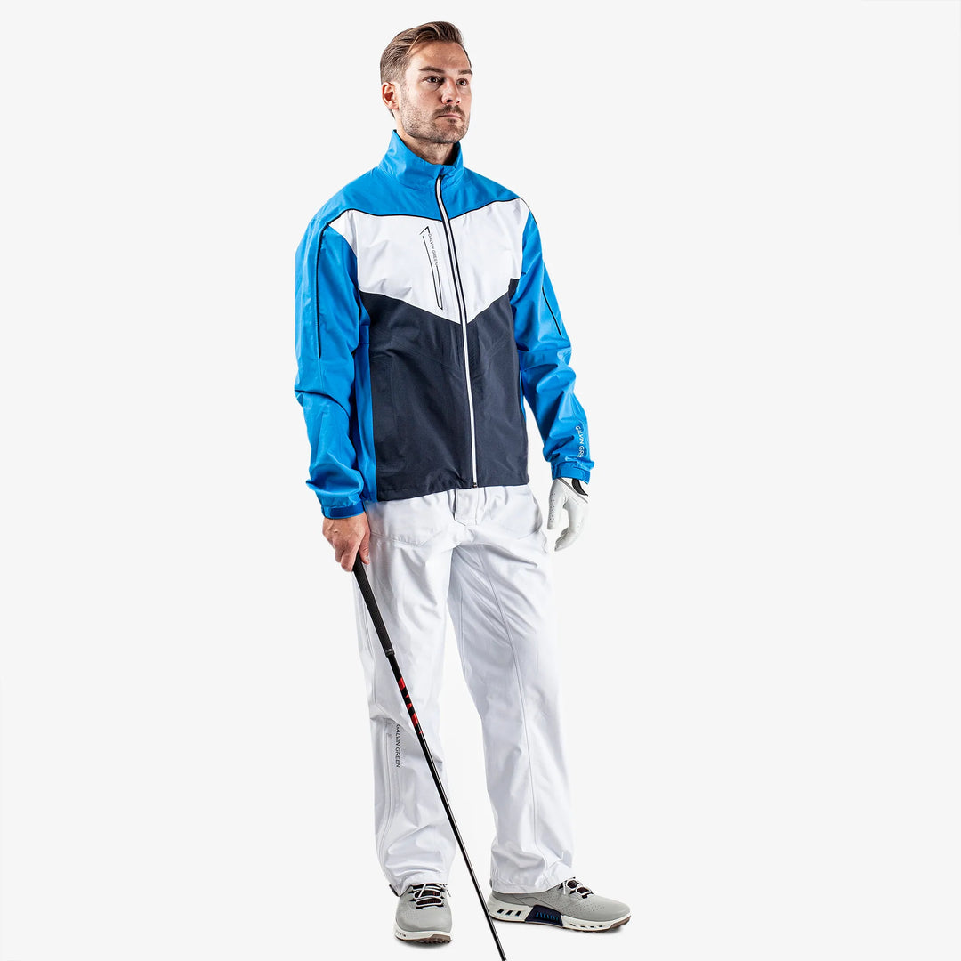 Armstrong is a Waterproof golf jacket for Men in the color Blue/Navy/White(2)