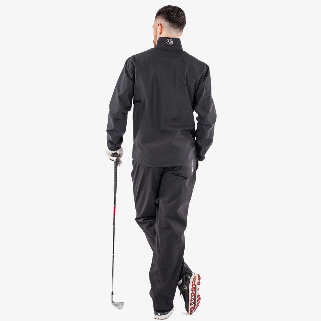 Armstrong solids is a Waterproof golf jacket for Men in the color Black/Sharkskin(6)