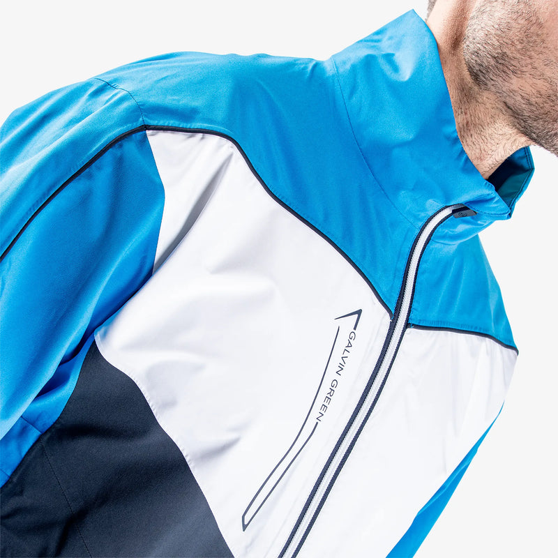 Armstrong is a Waterproof golf jacket for Men in the color Blue/Navy/White(4)