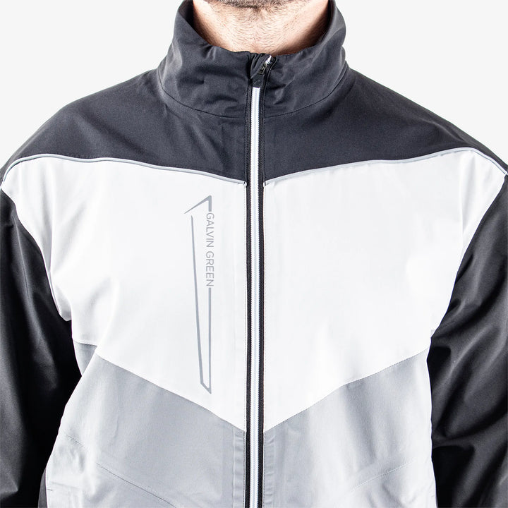 Armstrong is a Waterproof golf jacket for Men in the color Black/Sharkskin/Cool Grey(3)