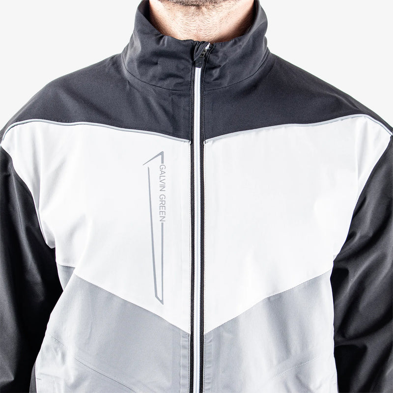 Armstrong is a Waterproof golf jacket for Men in the color Black/Sharkskin/Cool Grey(3)