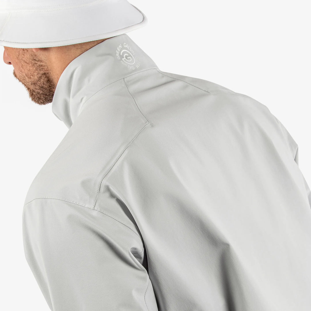 Armstrong is a Waterproof golf jacket for Men in the color Cool Grey/Sunny Lime/White(8)