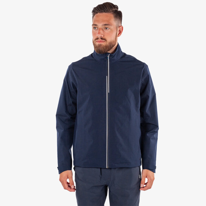 Arvin is a Waterproof golf jacket for Men in the color Navy/White(1)