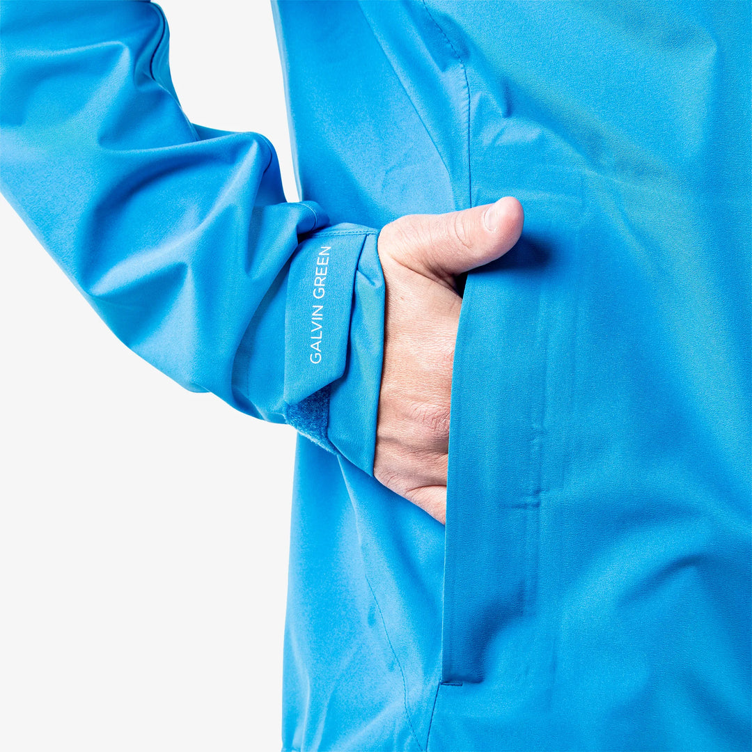 Arvin is a Waterproof golf jacket for Men in the color Blue/White(4)