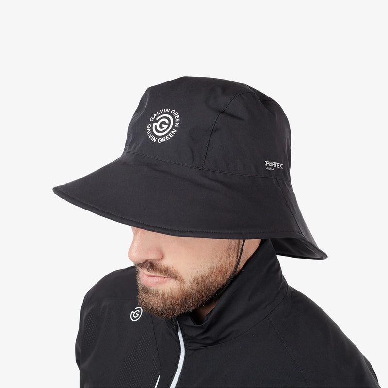 Asher is a Waterproof golf hat in the color Black(2)