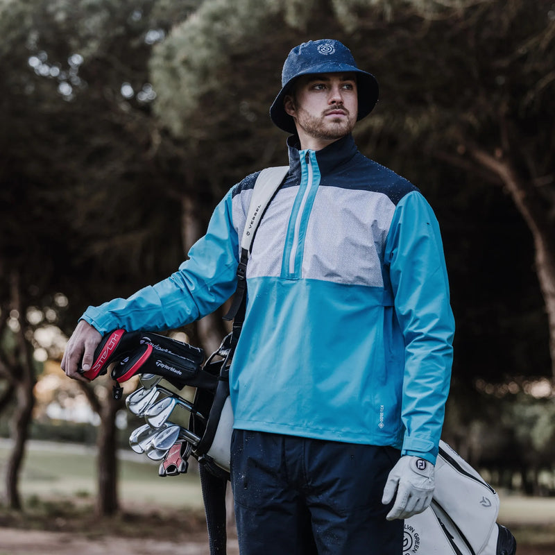 Ashford is a Waterproof golf jacket for Men in the color Aqua/Navy/White(9)