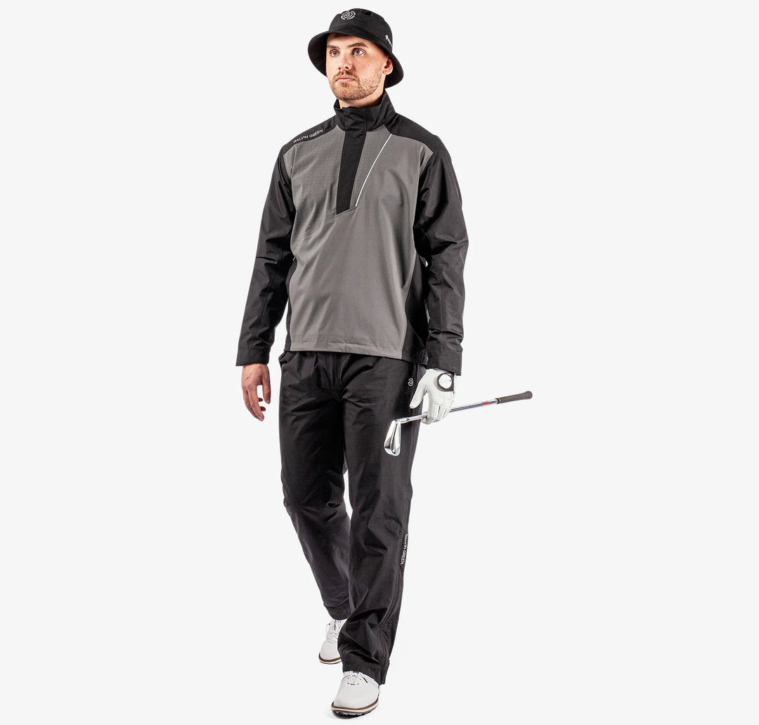 Axley is a Waterproof golf jacket for Men in the color Black/Forged Iron(2)