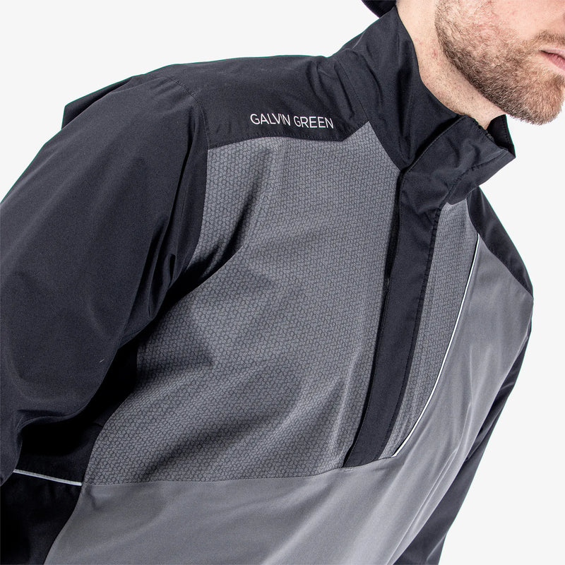 Axley is a Waterproof golf jacket for Men in the color Black/Forged Iron(3)