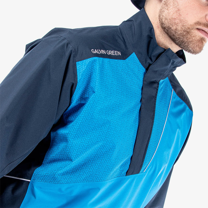 Axley is a Waterproof golf jacket for Men in the color Navy/Blue/White(3)