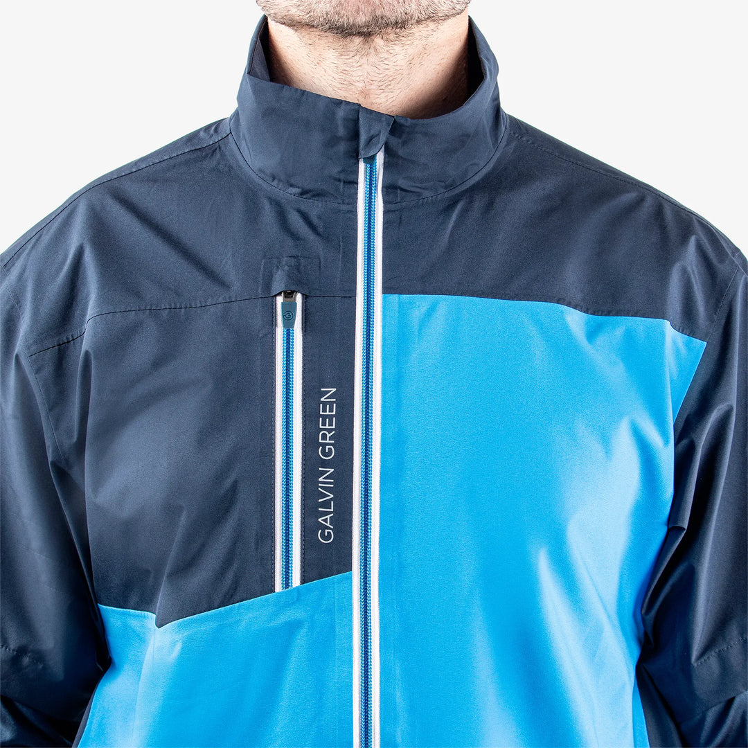 Axl is a Waterproof short sleeve golf jacket for Men in the color Blue/Navy/White(3)