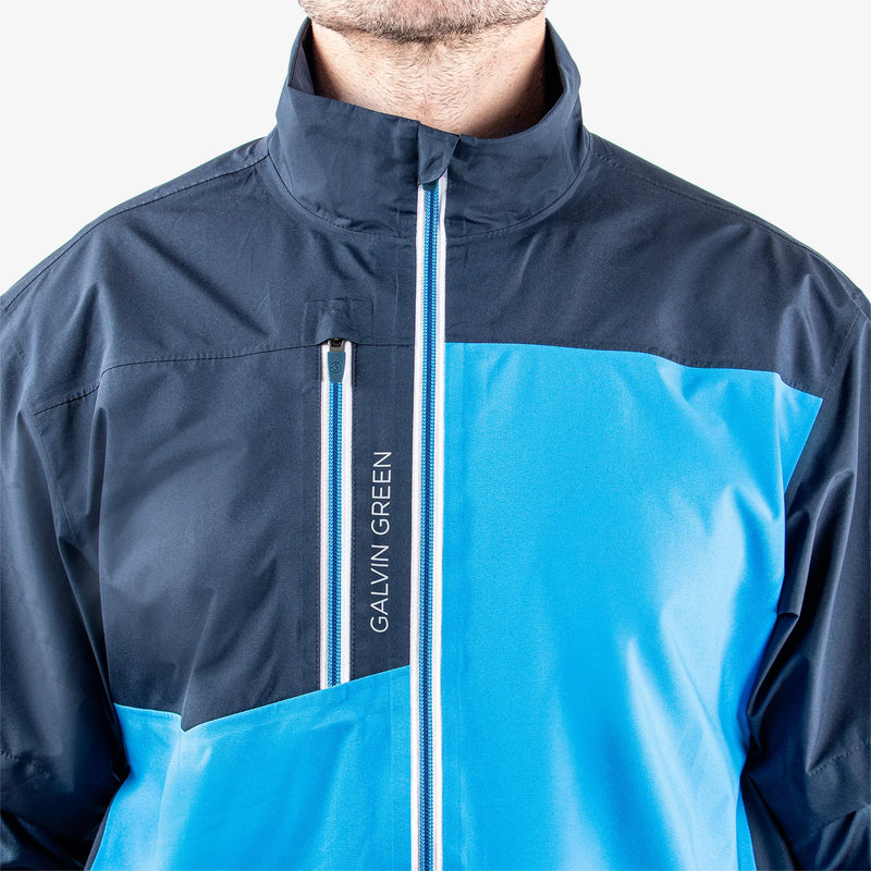 Axl is a Waterproof short sleeve golf jacket for Men in the color Blue/Navy/White(3)
