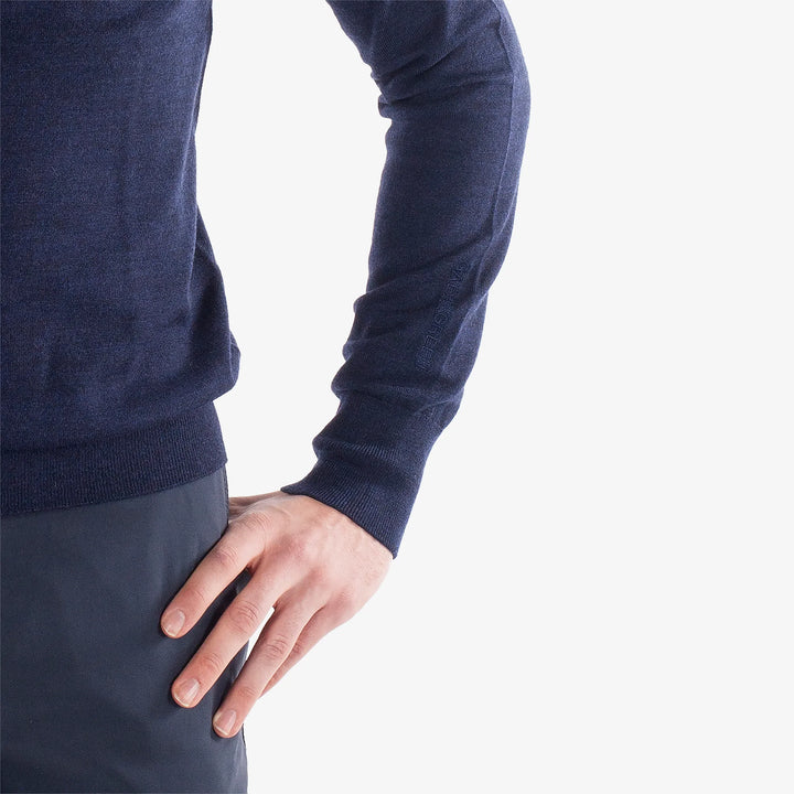 Carl is a Merino golf sweater for Men in the color Navy melange(3)