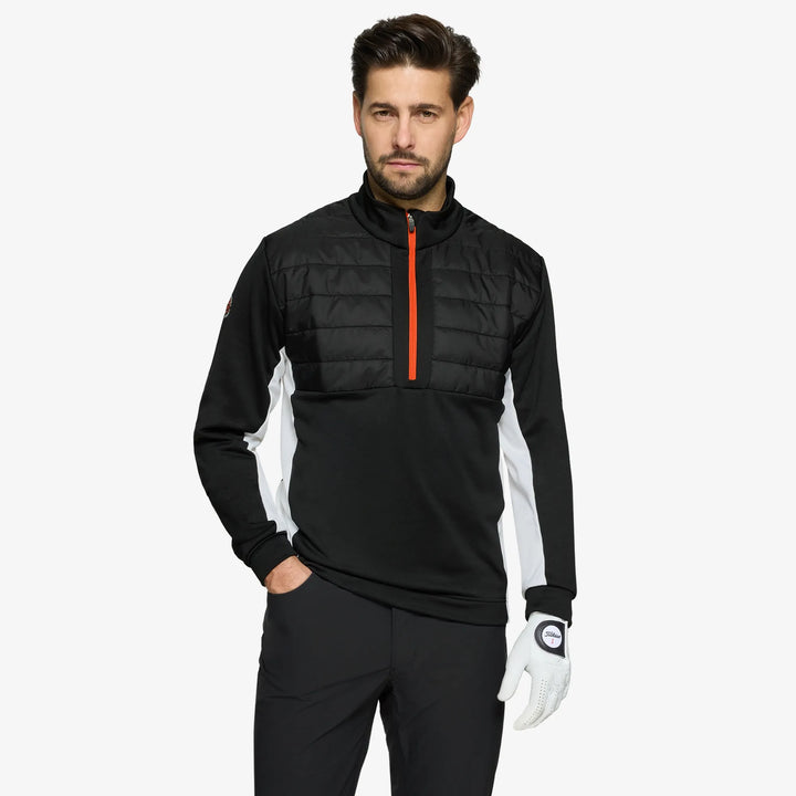 Dalton is a Insulating golf mid layer for Men in the color Black/White/Orange(1)
