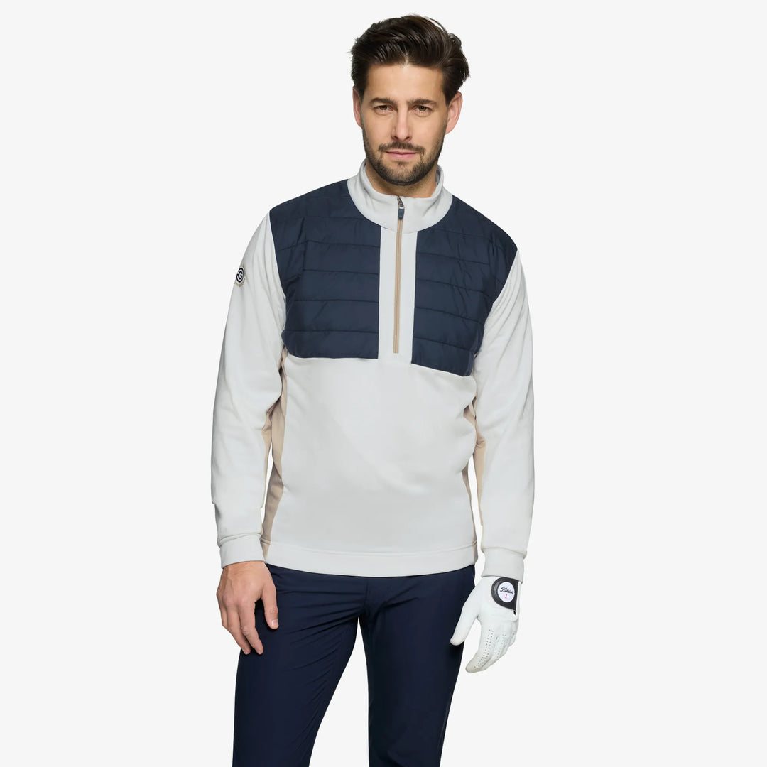 Dalton is a Insulating golf mid layer for Men in the color Sand/Navy/white(1)