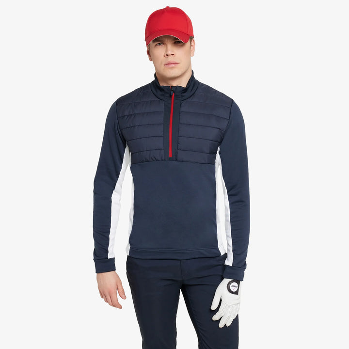 Dalton is a Insulating golf mid layer for Men in the color Navy/Red(1)