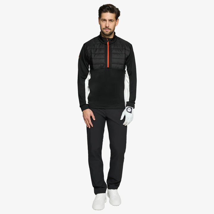 Dalton is a Insulating golf mid layer for Men in the color Black/White/Orange(2)