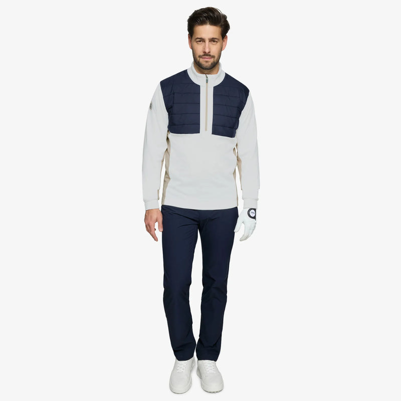 Dalton is a Insulating golf mid layer for Men in the color Sand/Navy/white(2)