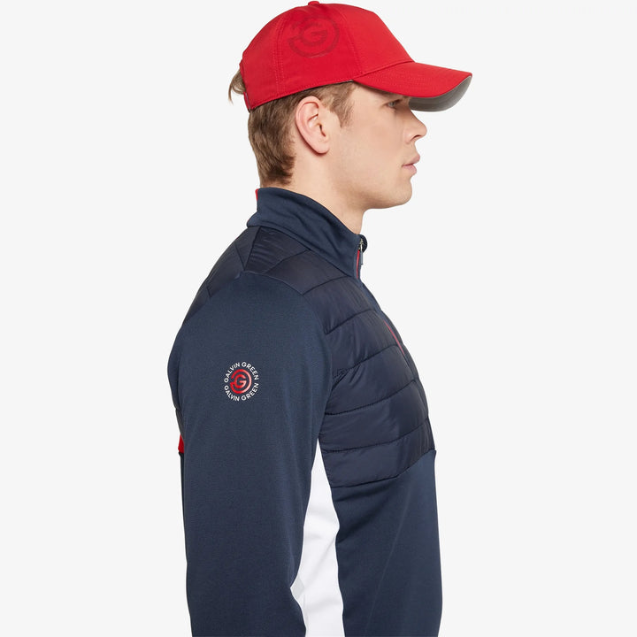 Dalton is a Insulating golf mid layer for Men in the color Navy/Red(3)