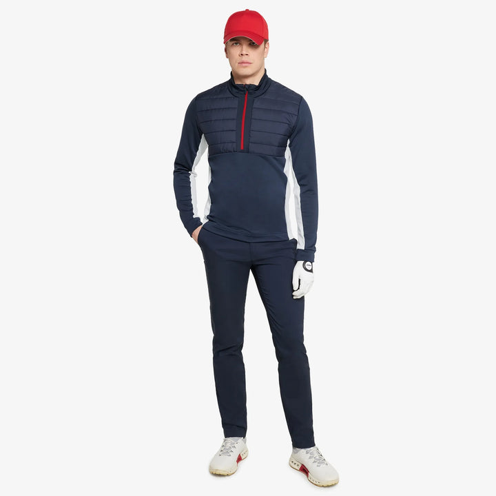 Dalton is a Insulating golf mid layer for Men in the color Navy/Red(2)