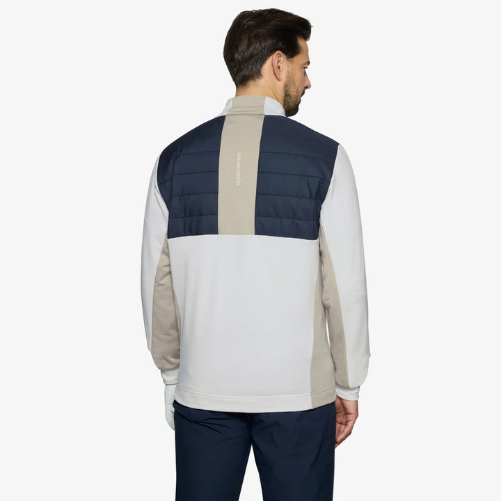 Dalton is a Insulating golf mid layer for Men in the color Sand/Navy/white(4)