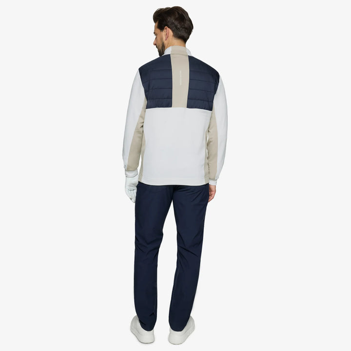 Dalton is a Insulating golf mid layer for Men in the color Sand/Navy/white(5)