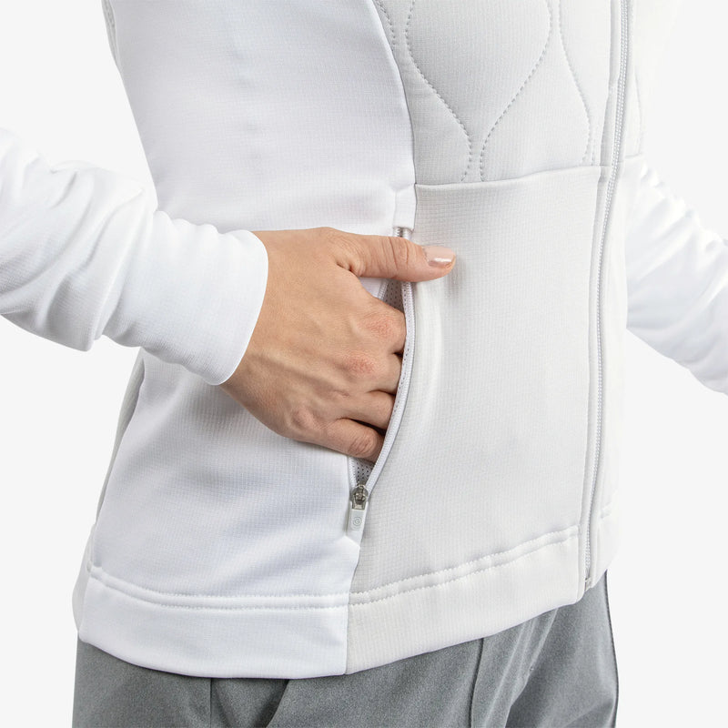 Darlena is a Insulating golf mid layer for Women in the color Cool Grey/White(5)