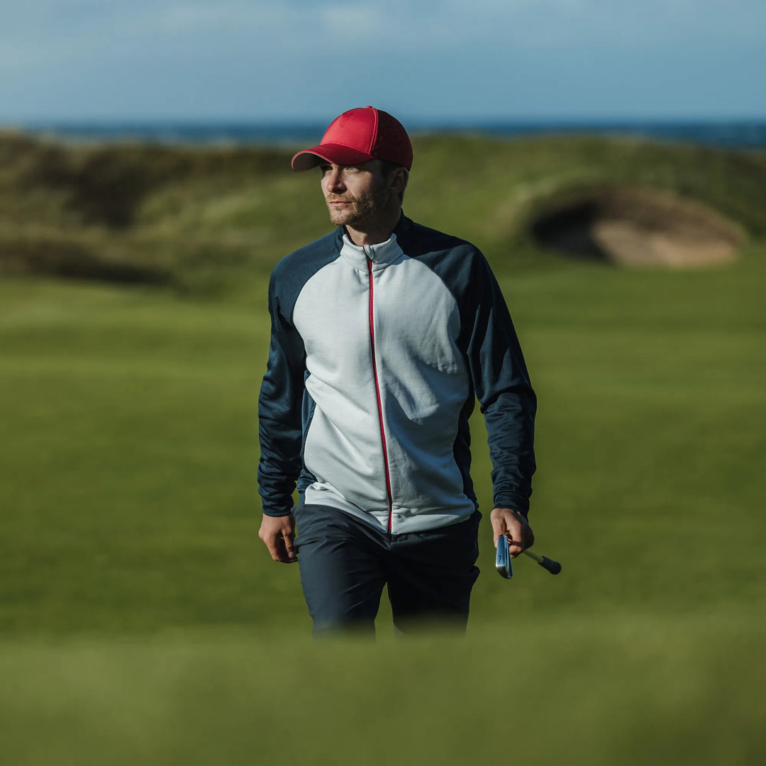 Darwin is a Insulating golf mid layer for Men in the color Cool Grey/Navy(8)